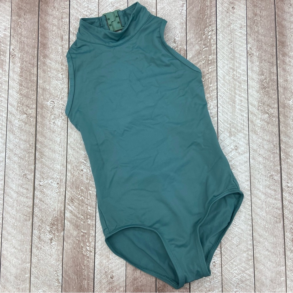 DANZNMOTION “Quintessa” Sage Green Lace Back Leotard-youth 8-10/Medium